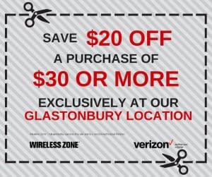 Glastonbury Wireless Zone 20 off 30 coupon